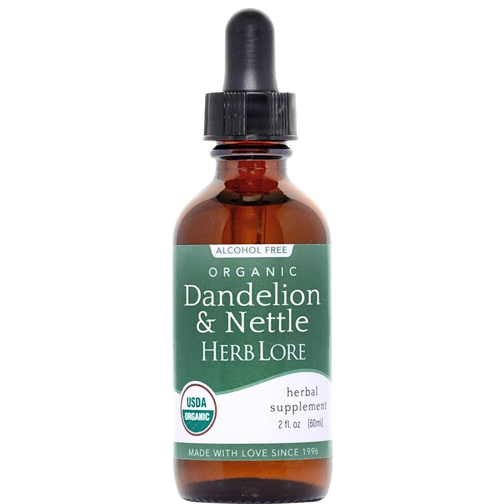Teinture de dandelion et de nervure biologique de l'herbure - Feuille de dandelion liquide et gouttes d'extrait de nervure (2 fl oz)