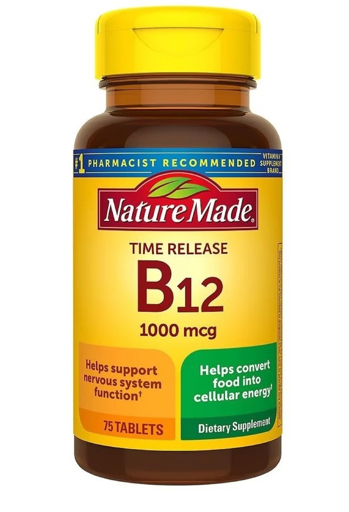 Natur Made Vitamin B12 1000 mcg, Nahrungsergänzungsmittel für Energie Metabolismus Unterstützung, Time Release, 75 Tabletten,..