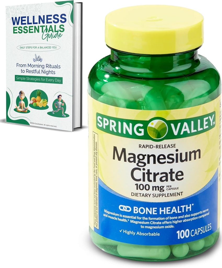 Citrato de Magnesio, 100 Capsules de Citrate de Magnésium 100mg de Citrate de Magnésium