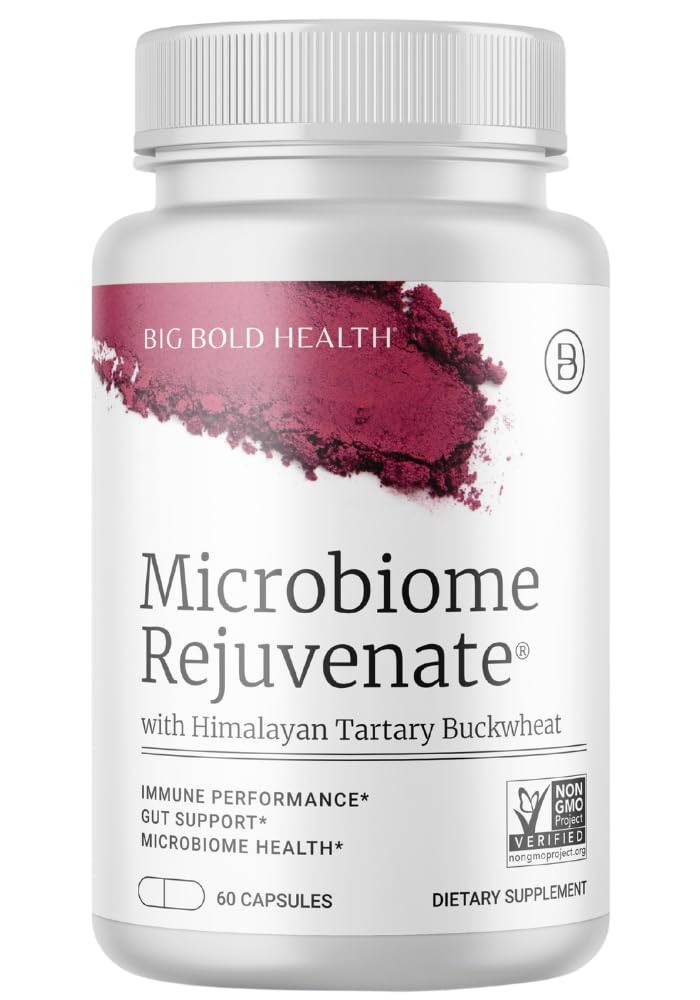 BIG BOLD HEALTH Microbiome Rejuvenate Prebiotic + Probiotic Supplement for Gut Health & Immune System Support - with Immune-Active Himalayan Tartary Buckwheat - Sans gluten (60 capsules végétariennes)