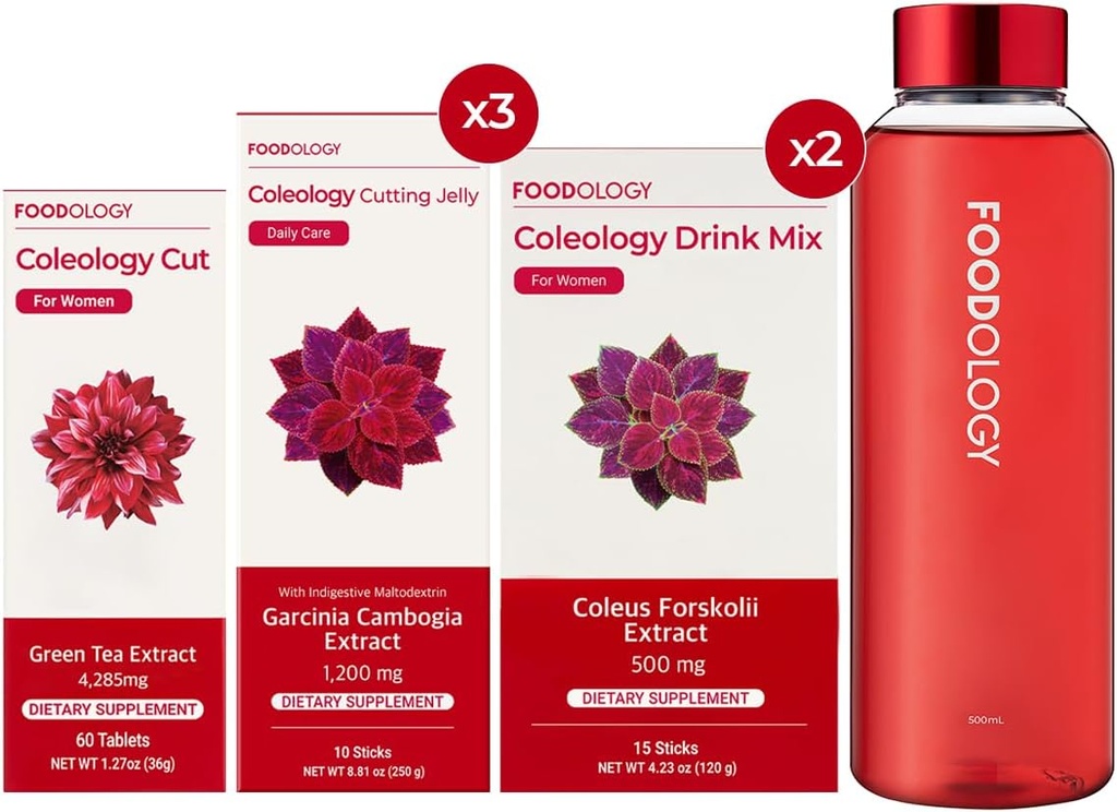 FOODOLOGY RED Burning 1-Monat Vollständiges Set / Ölologie Cut(1ea) & Coleology Drink Mix(2ea) & Coleology Cutting Jelly(3ea) $ Wasserflasche(1ea)...