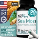 Atlantic Naturals Sea Moss Capsules mit Moringa, Ashwagandha, Black Seed Oil, Ginger & Ginseng – Atlantic Sea Moss Supplements für Männer und Frauen – für Daily Energy & Wellness Blend – 120 Count