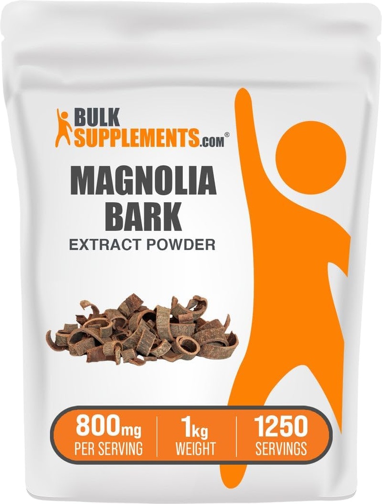 BulkSupplements.com Magnolia Bark Extract Powder - Magnolia Officinalis, Magnolia Bark Supplement, Magnolia Extract - Glutenfrei, 800mg pro Servierung, 1kg (2.2 lbs) (Pack mit 1)
