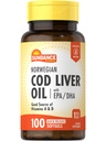 Sundance Norwegian Cod Liver Oil | 100 Softgels | mit EPA und DHA | Gute Quelle der Vitamine A & D | Non-GMO und Gluten Kostenlose Ergänzung