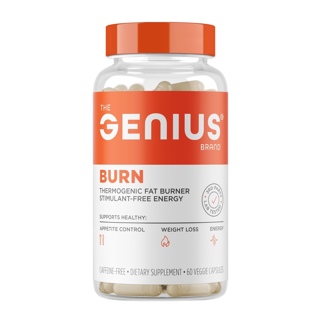 Genius Thermogenic Fat Burner, 60 Diät Veggie Pillen - Weight Loss & Metabolism Supplement, Appetite Suppressant & Energy Booster - Koffeinfrei Nootropic Focus & Brain Boost - Ashwagandha & TeaCrine