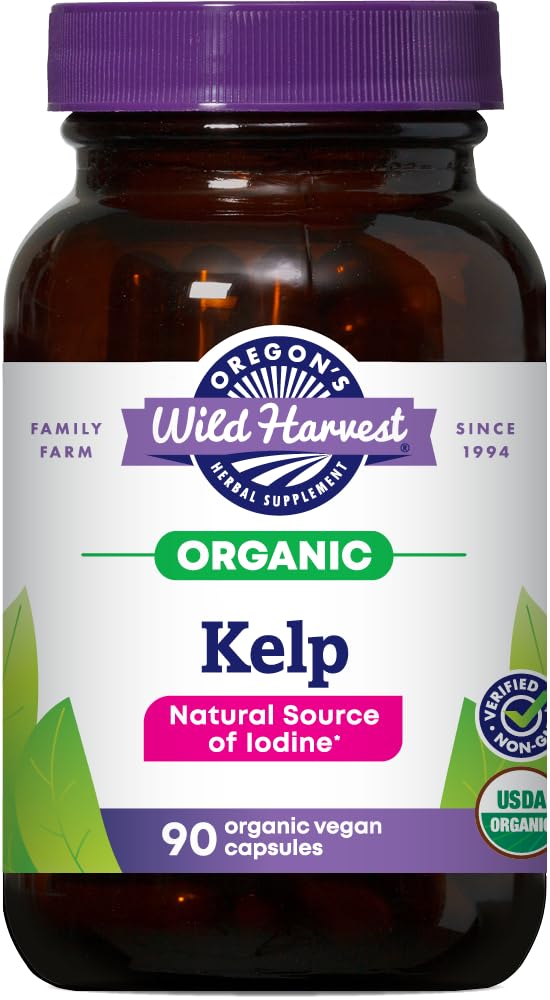 Oregon's Wild Harvest Kelp Organic Supplement | Natürliche Quelle von Iodine | Vegan Kapseln, 90 Graf