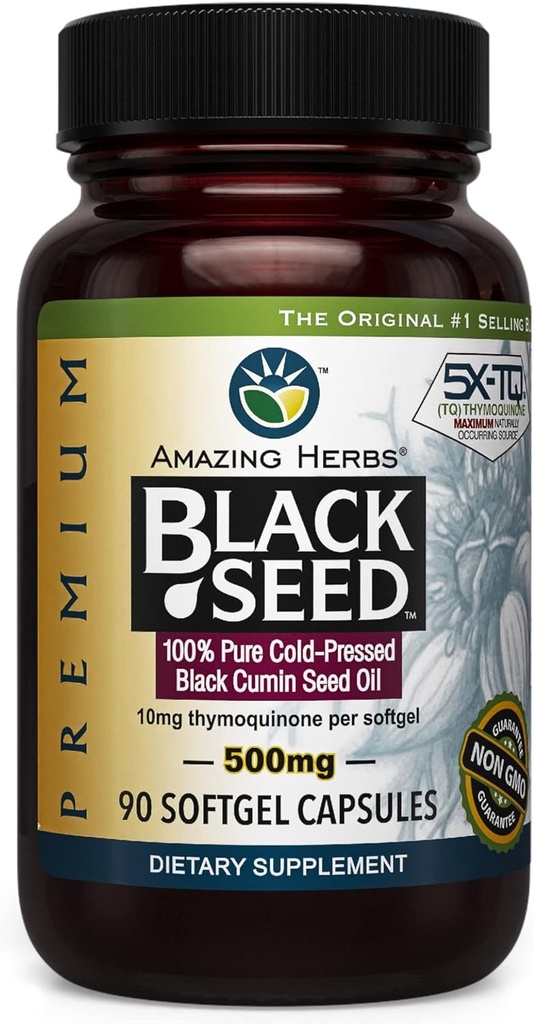 Herbes étonnantes Huile de graines noires pressées à froid 500mg - 90 Softgels2