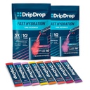 DripDrop Hydratation - Paquets de poudre d'électrolyte - pastèque, baie, citron, orange, punch de fruits, raisin, citronnade de fraise, cerise - 32 Nombre