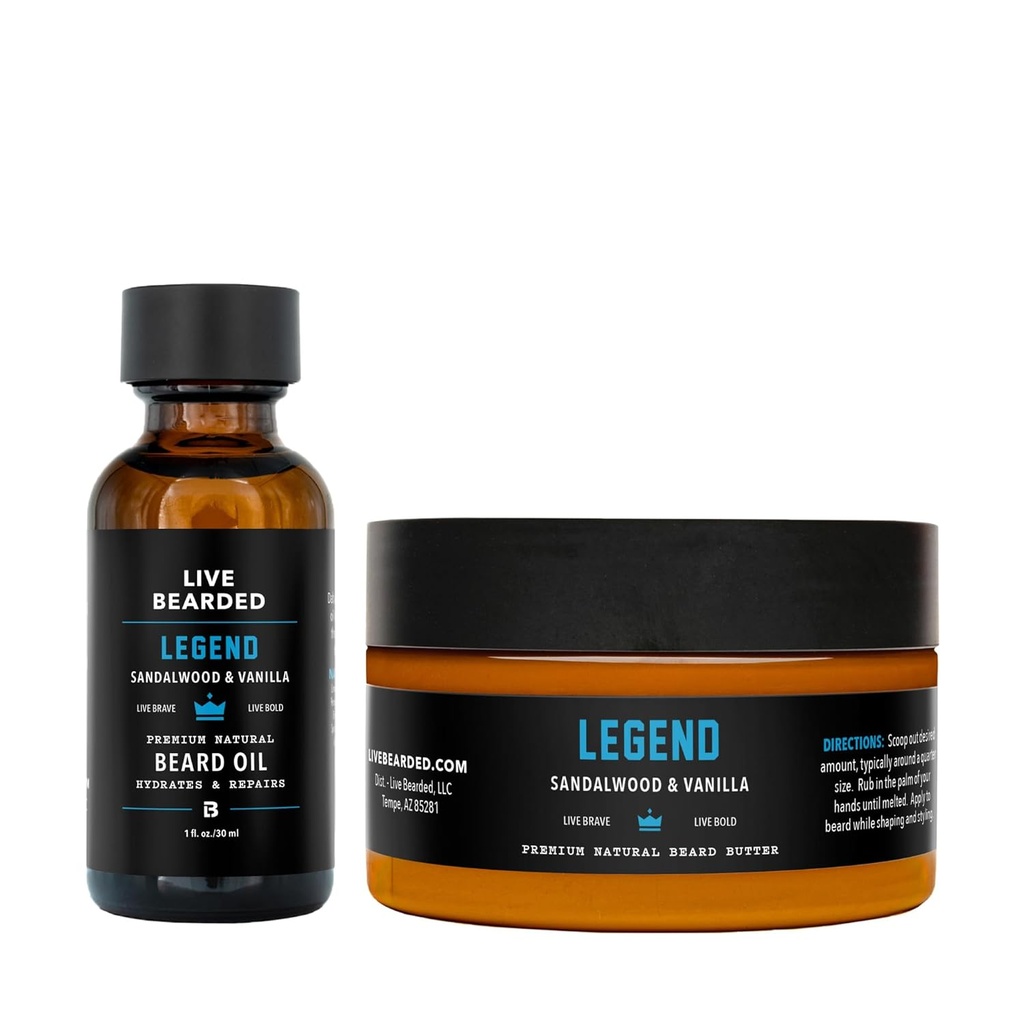 Kit de grooming à l'huile de barbe et au beurre - Fabriqué aux États-Unis - Ingrédients tout naturels avec karité, argan, jojoba - Soutien de croissance