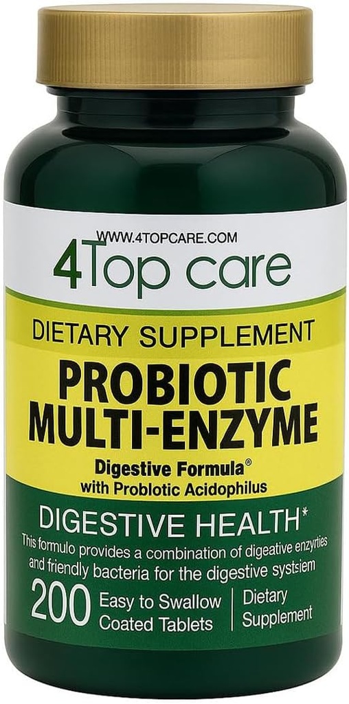 Probiotische Multi-Enzyme mit Präbiotika und Probiotikum Acidophilus für Verdauungs- und Gutgesundheit, Erleichterung von Meal-time Beschwerden und Bloating. Nahrungsergänzung, 200 Graf.