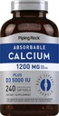 Piping Rock Calcium 1200 mg mit Vitamin D3 | 240 Softgele | 5000 IU Vitamin D3 | Absorbierbares Calcium Supplement| Non-GMO, Glutenfrei