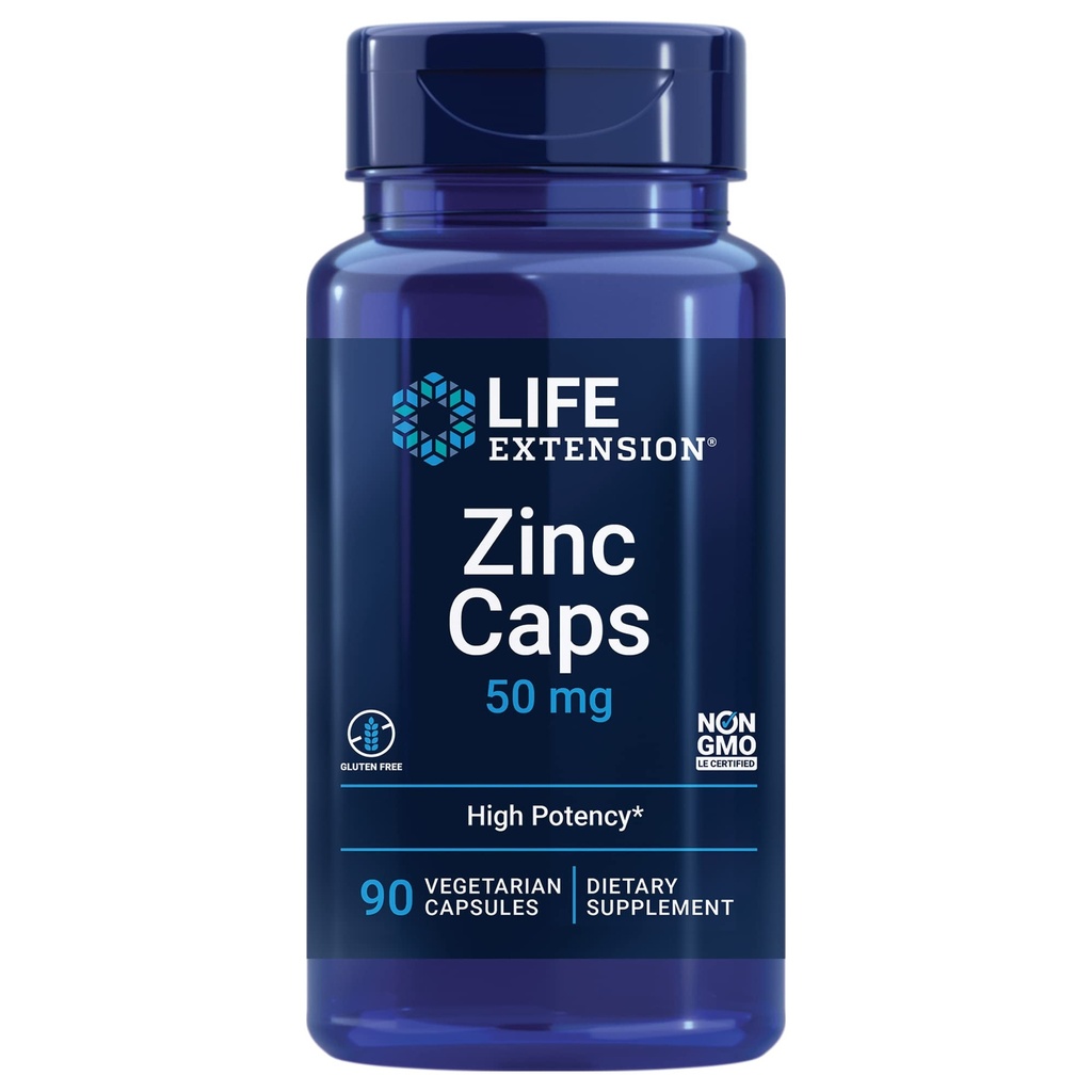 Prolongation de la durée de vie Multivitamine par jour avec plus de 25 vitamines, minéraux et extraits végétaux Plus bouchons de zinc, zinc 50 mg, 90 capsules végétariennes