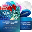 MAREE Skincare Bundle - Augengele, Gesichtspolnisch - Unter Augen Gele für Puffy Eyes & Dark Circles - Glycolic Acid Peel Pads - Marine Collagen & Hyaluronsäure - Salicylsäure & Vitamine E, B3, B5