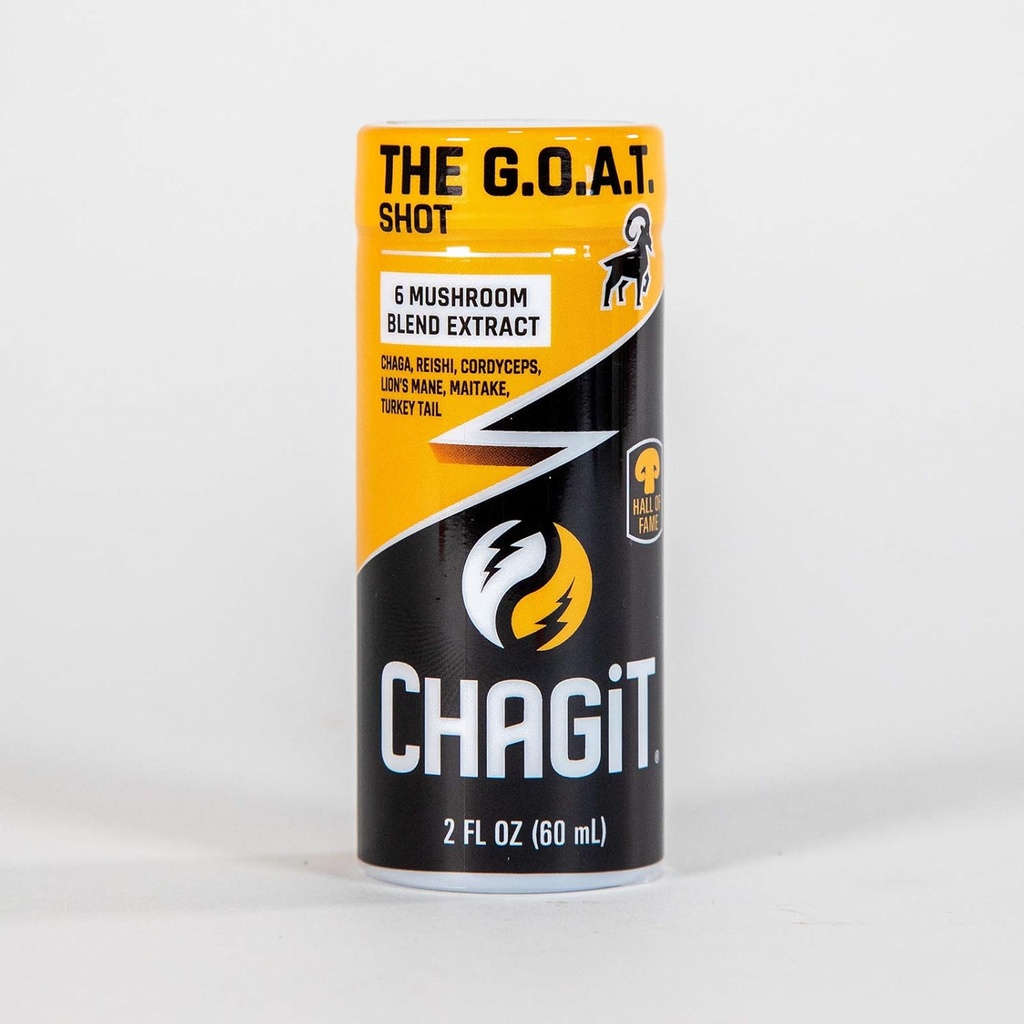 Der G.O.A.T. Shot, Greatest of All tonics with Chaga, Lion's Mane, reishi, Cordyceps, Turkey Tail and maitake, Pure Liquid Extraction