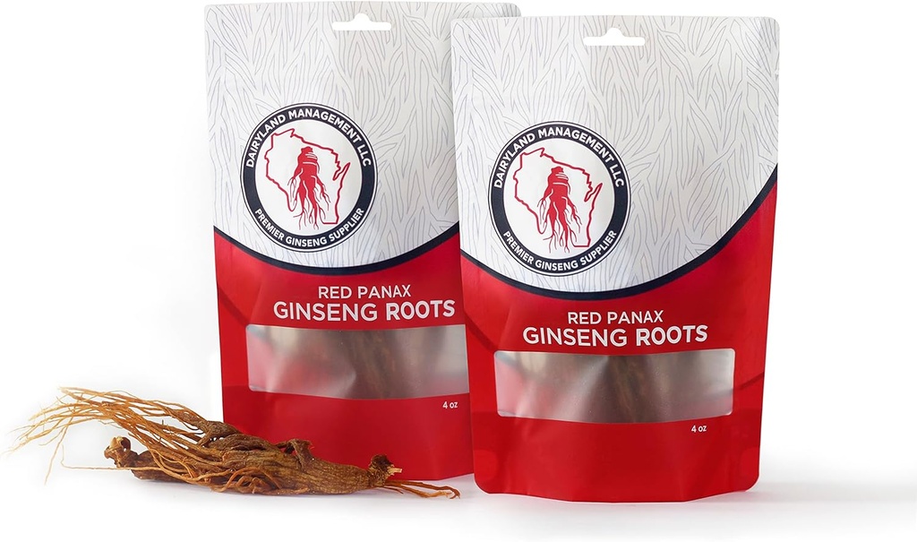 Dairyland Management LLC Red Panax Ginseng Root - 8 oz Pack de Coréen Panax Ginseng Root - Authentic Panax Ginseng - Non-OGM, Ginseng Root sans gluten - Utilisez le ginseng dans la soupe, le thé, le congee