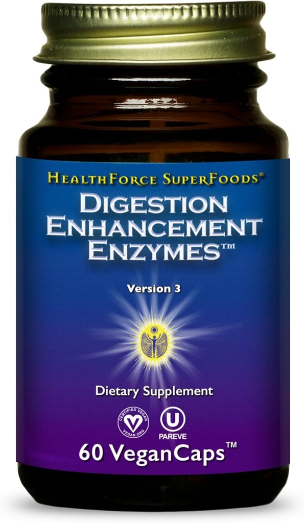 HEALTHFORCE SUPERFOODS Verdauungsverbesserung Enzyme - 60 Vegan Kapseln