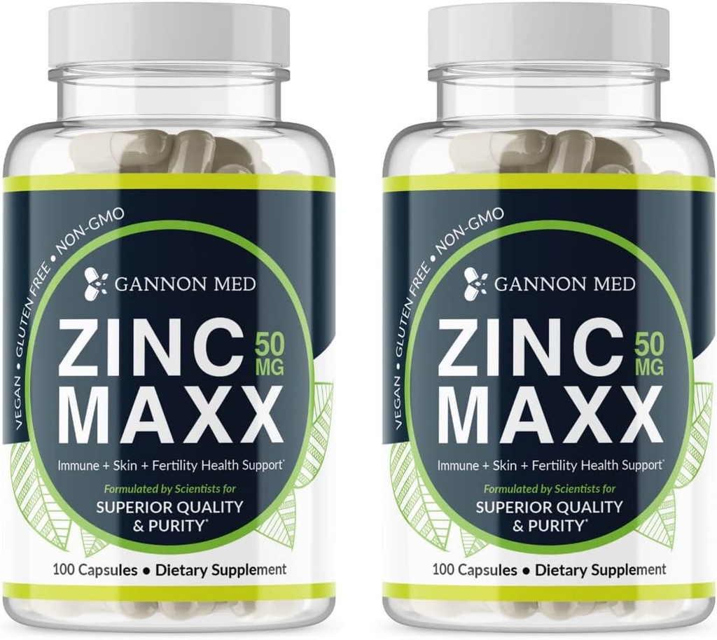 zinc Supplements - Immunity + Skin + Reproductive Health Minerals - Zinc Chelate Immune Booster for Kids & Adults (2 Pack, Zinc MAXX)