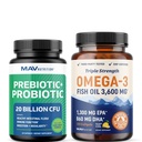Omega 3 Fischöl und Probiotische Kapseln | Dreifache Stärke EPA & DHA mit Probiotic Gut Health & Immun Support Supplement | Umfassende Wellness Bundle