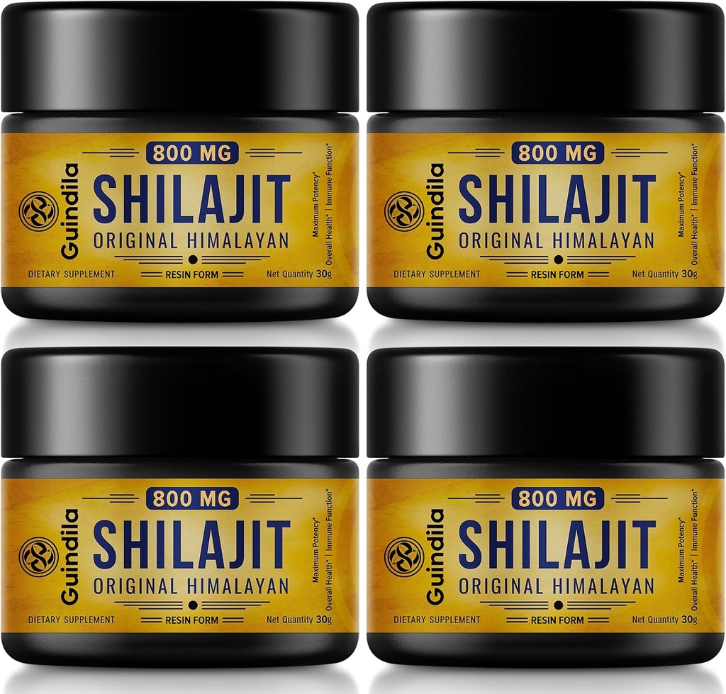 800mg Shilajit Supplement-Shilajit Reine Himalaya Organische Shilajit-Harz mit maximaler Potenz,Original aus Himalaya mit 85+Trace Minerals & Fulvic Säure für Fokus & Energie, Immunität,4 Packungen