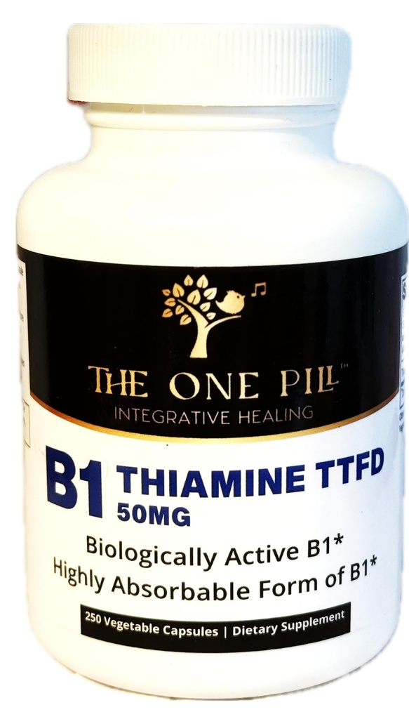 Vitamine B1 Thiamine TTFD, Thiamine Tetrahydrofurfurfuryl Disulfide, 50mg-250Capsules,Vegan,Non OGM,Pas d'additifs artificiels ou de stéarate.