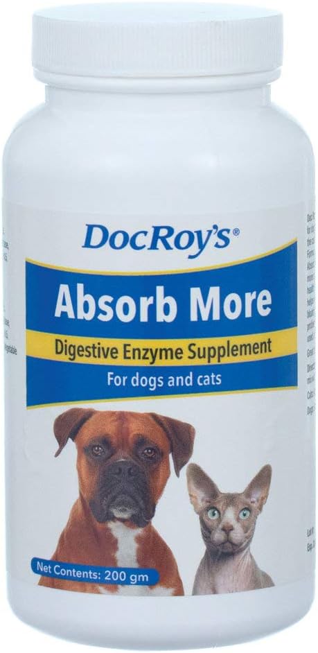 L'absorption de Doc Roy plus - Supplément enzymatique digestif- pour chiens et chats - 200gm Granules