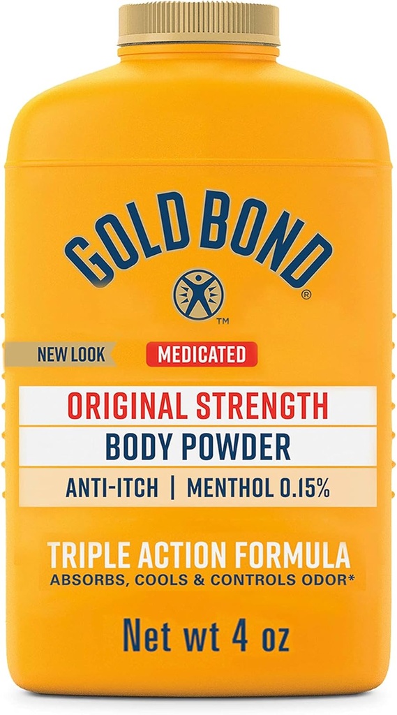 Gold Bond Medicated Original Strength Body Powder, 4 Unzen, Talc-Free, Anti-Itch, Absorbiert & Cools