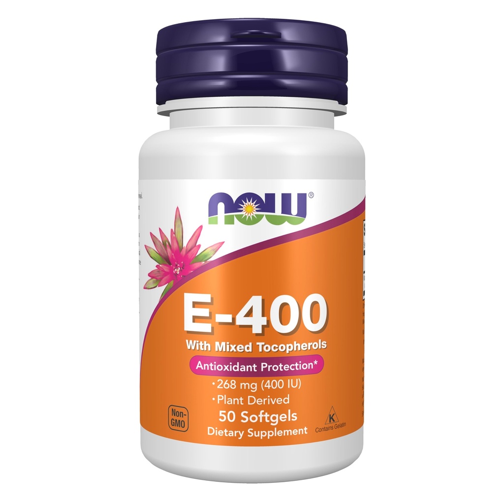 NOW Foods Supplements, Vitamin E-400 IU Mixed Tocopherols, Antioxidant Protection*, 50 Softgels