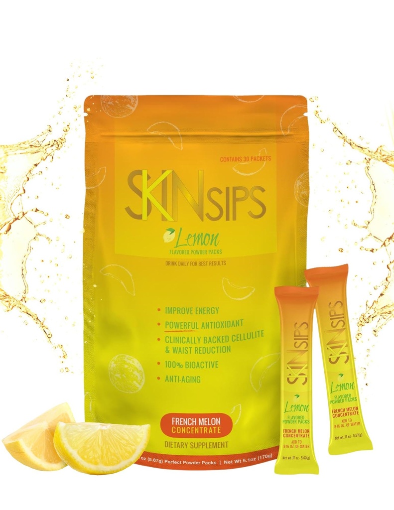 Skin Health & Energy Boost Drink Mix- Sugar Free, SOD B (TM), Antioxidantien aus französischem Melon Konzentrat, On The Go Stick Packs, Lemon, 30 Pack