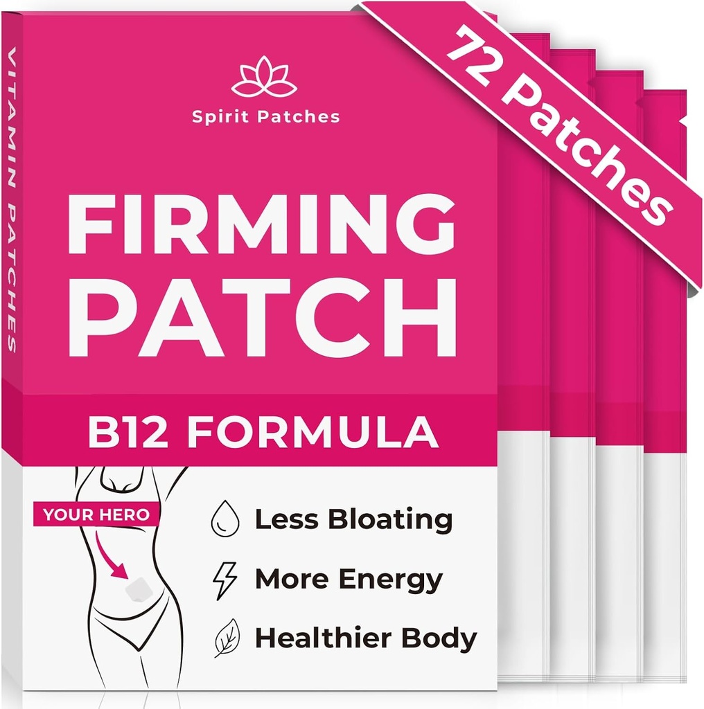 Firming B12 Patches (Pack mit 72) - 100% natürlicher Vitamin-Patch für Damen, Energie & Körper-Unterstützung, selbstklebende transparente Aufkleber - Erweiterte Formel