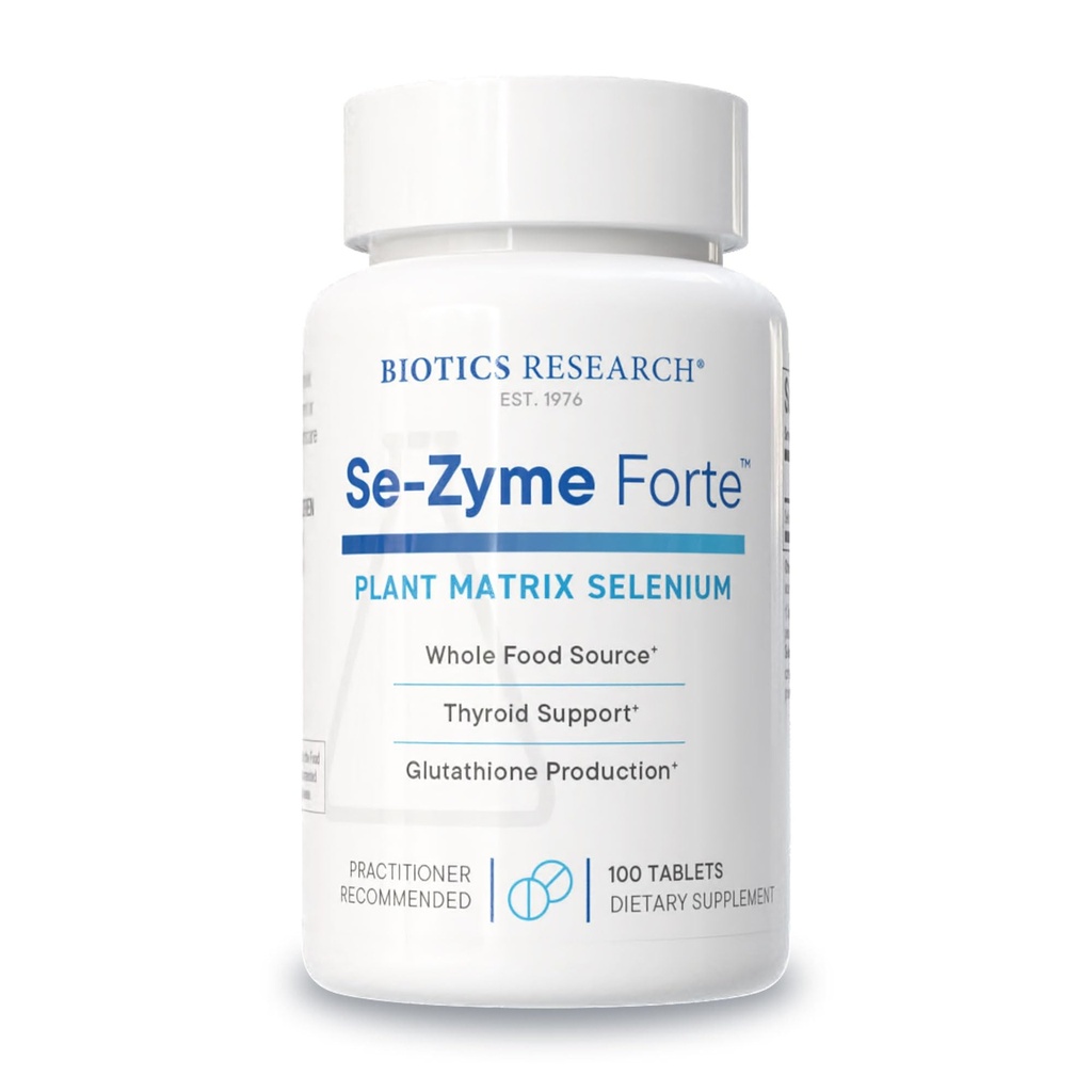 Recherche en biotique Se-Zyme ForteMC– Source de sélénium d'aliments entiers, fonction Thyroïde Gland, production d'ADN, santé cognitive, antioxydant potentiel, 100 comprimés