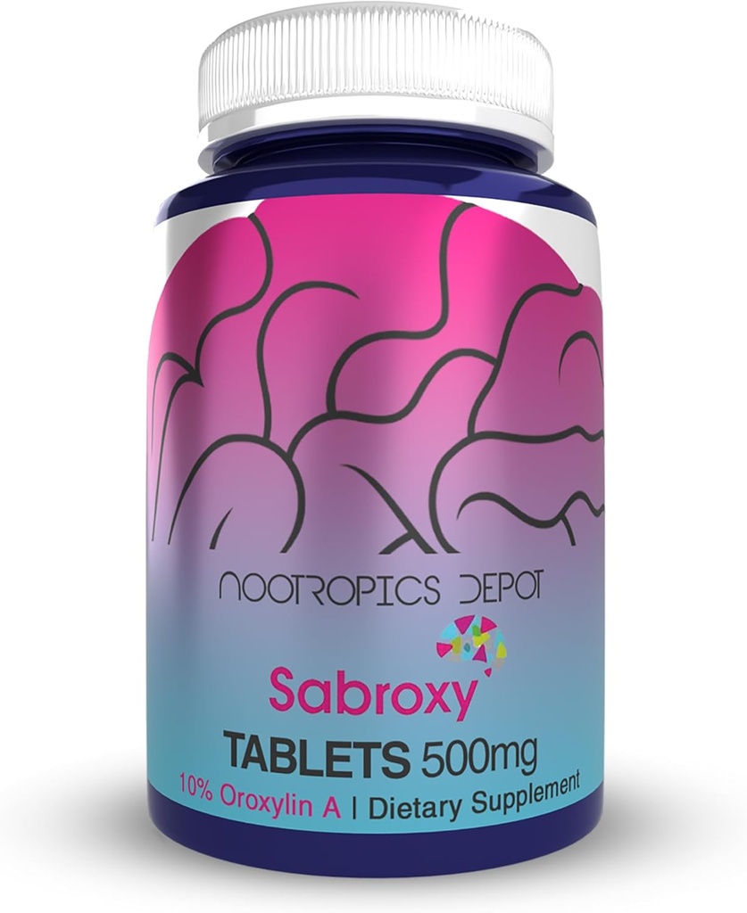 Nootropics Depot Sabroxy® Comprimés : 500 mg 60 Nombre : 10 % minimum Oroxylin-A : 10 % Oroxylum indicum :