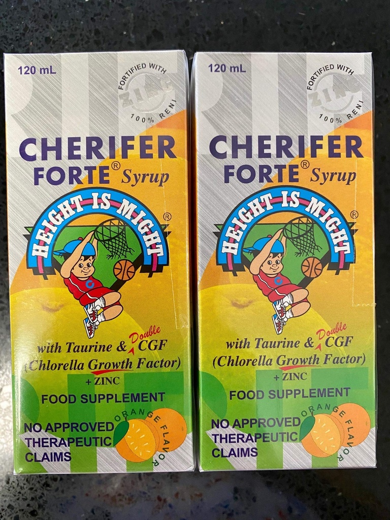 CHERIFER Forte Syrup w/Taurine & Double Chlorella Wachstumsfaktor + Zink 120ml (Pack mit 2 Flaschen)