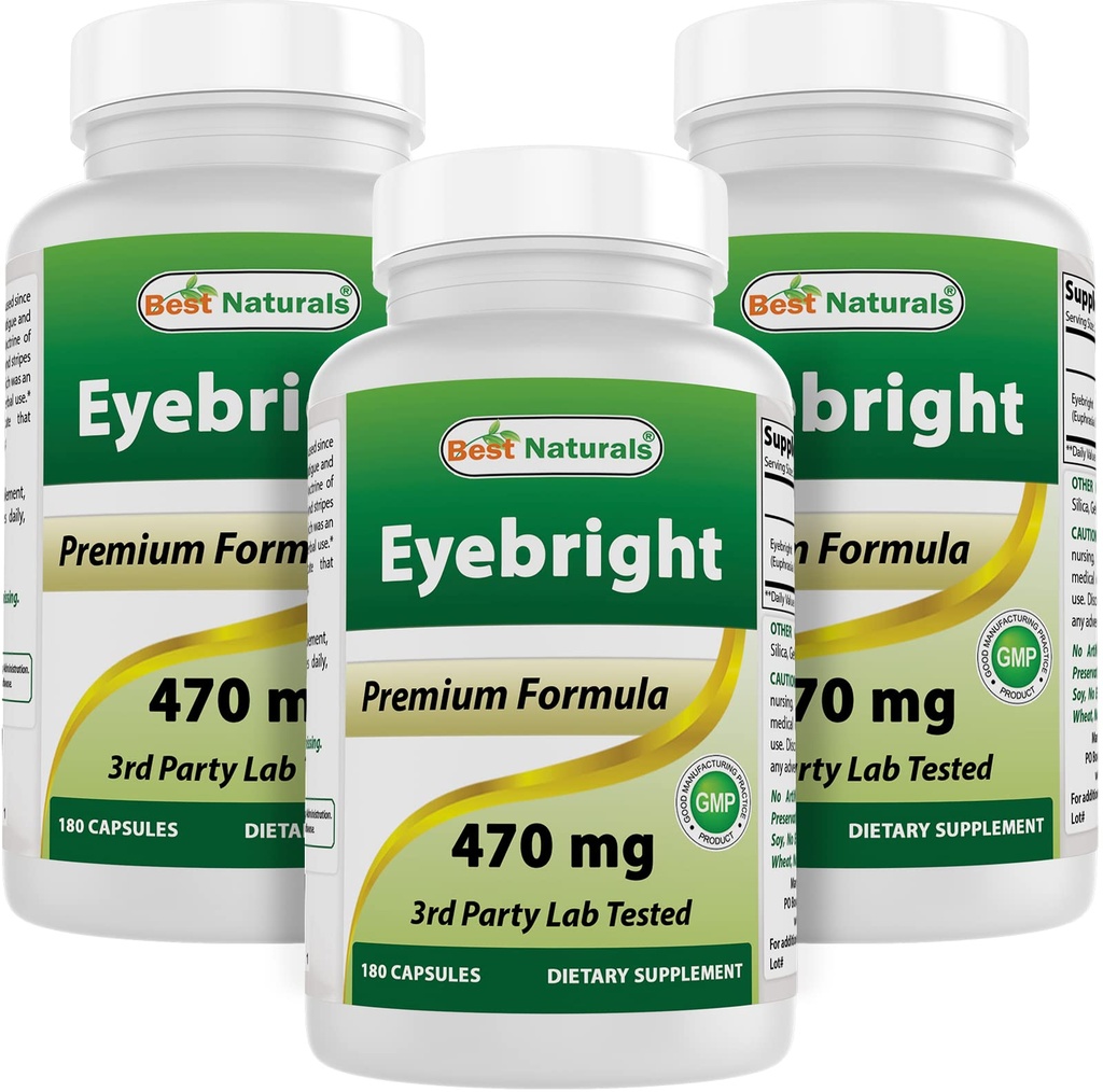 Best Naturals Eyebright 470 mg 180 Kapseln (180 Count (Pack von 3))