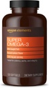 Amazon Elements Super Omega-3, EPA & DHA Omega-3-Fettsäuren (1280 mg pro Servierung, 2 Softgels), Natürliche Zitronengeschmack, 120 Count (Verpackung kann variieren)