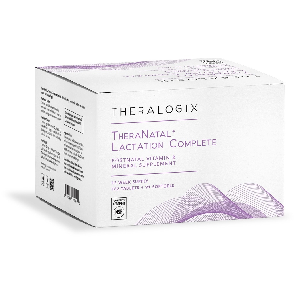 Theralogix TheraNatal Allaitement Supplément complet de vitamine postnatale - 13 semaines - Supplément d'allaitement pour les femmes - Certifié NSF - 182 comprimés et 91 softgels