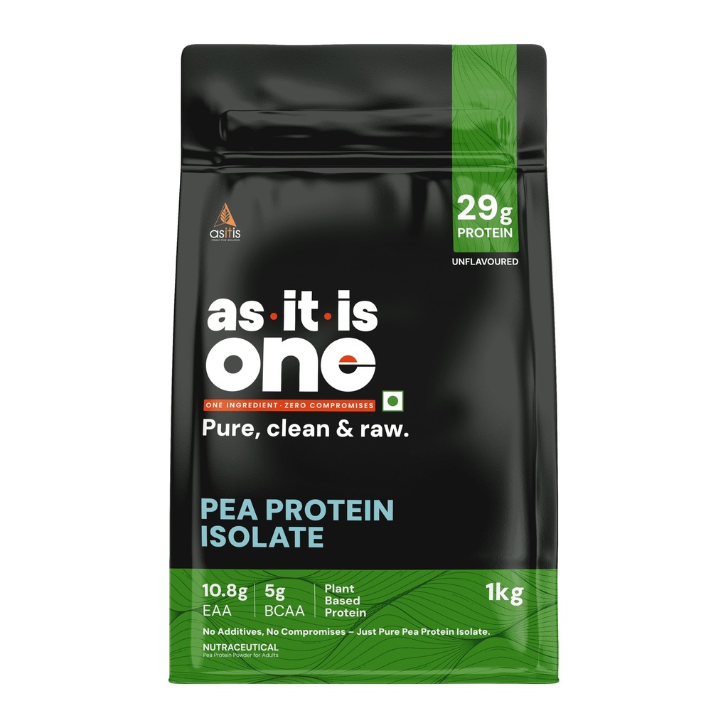 AS-IT-IS Nutrition Isolate de protéines de pois Conçu pour la supplémentation de repas.Protéine végétale Facile à digérer - Vegan & sans gluten Pas de conservateurs (1000 Gms/35.2 Oz)