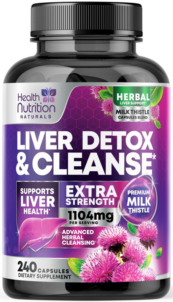 Gentle Liver Cleanse Detox & Repair Formula - Advanced Liver Support Supplement mit Silymarin Milk Thistle, Dandelion Root, Artichoke Extract, Turmeric, Choline, & Beetroot - 240 Veggie Kapseln