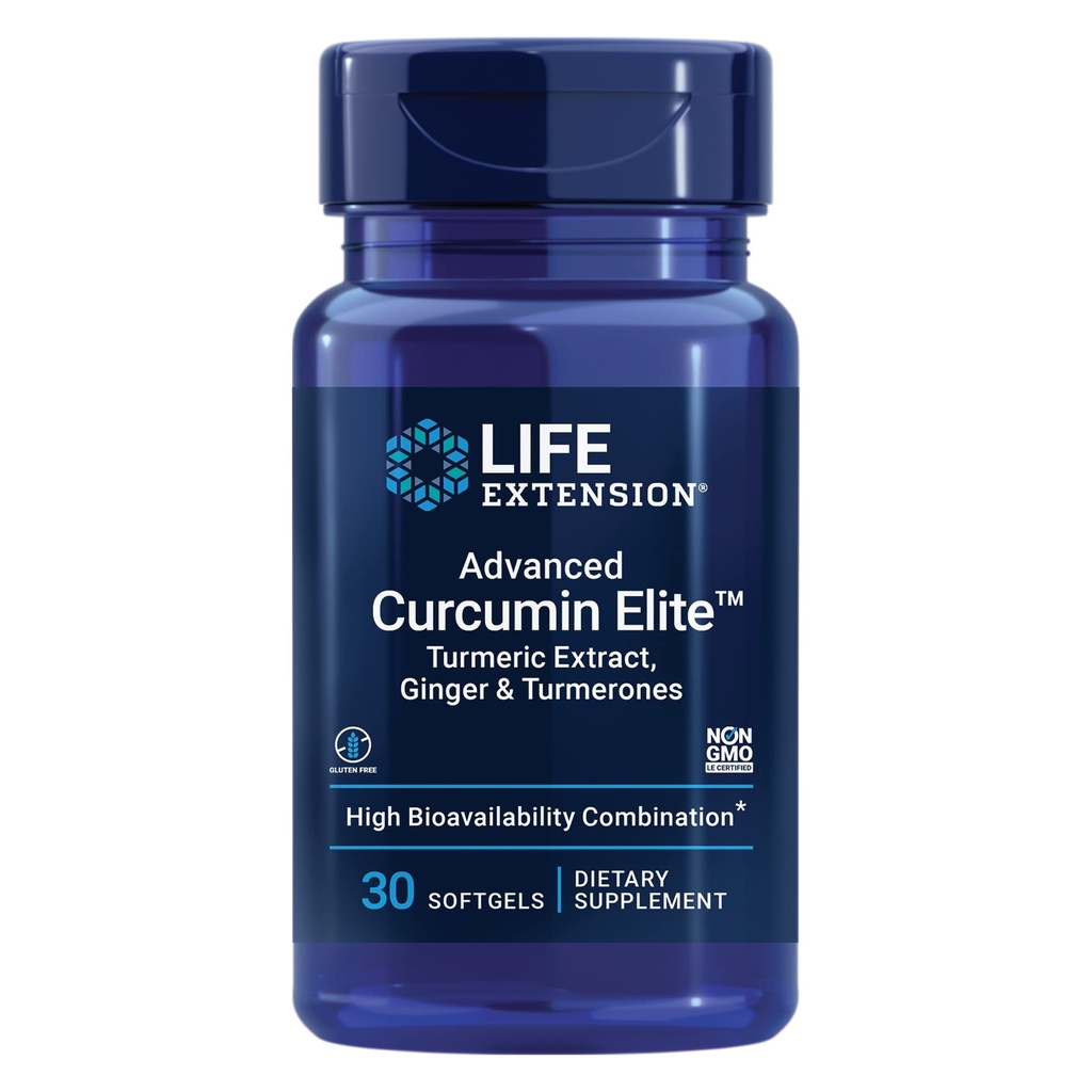 Extension de vie Super Omega-3 Huile de poisson, Curcumin Elite Extrait de curcuma et Ginger Softgel Bundle - 240 + 30 Compte