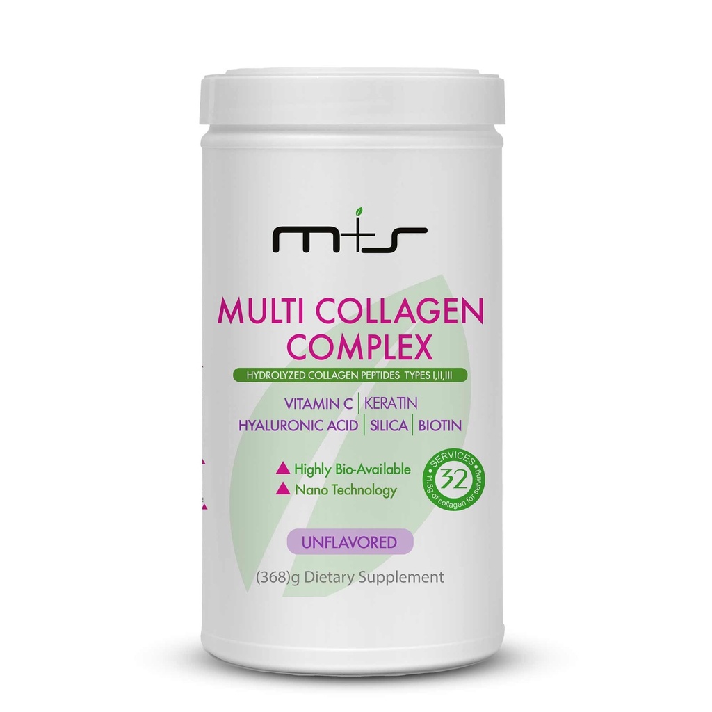 M+S Multi Collagen Complex – Hydrolysierte Kollagenpeptide, Typen I, II, III für Haut, Haar, Nägel und Gelenke – mit Vitamin C, Hyaluronsäure, Keratin, Biotin und Silica (Unflavored)