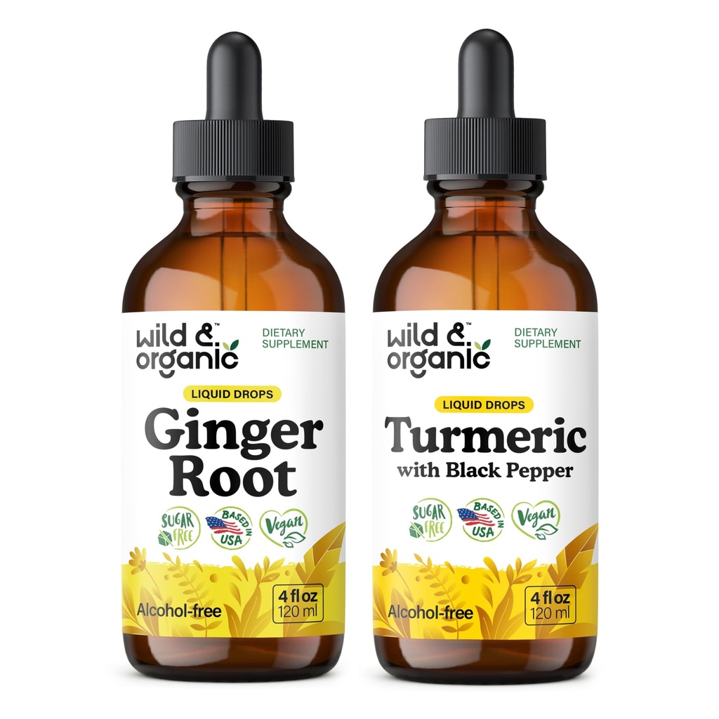 Teinture de gingembre sauvage et biologique 4 fl oz et turcuma Teinture 4 fl oz