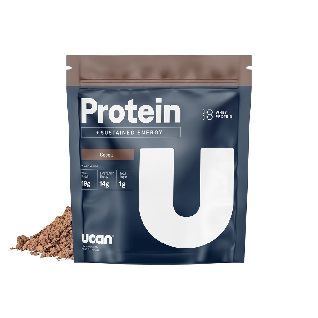 UCAN Energy + Whey Protein Powder - 19g Pro Servieren mit Aminosäuren EAAs & BCCAs - Keto Protein Powder - Kein Zucker, Glutenfrei - Kakao - 12 Portionen