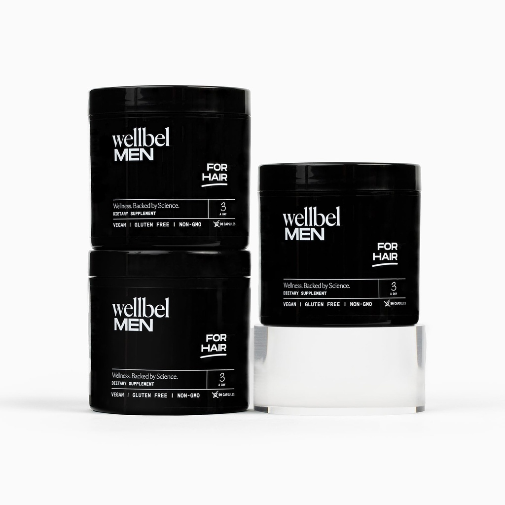 WELLBEL Supplément homme propre pour cheveux, peau et ongles, végétalien, sans gluten et sans OGM 90 Compte - 3 Pack