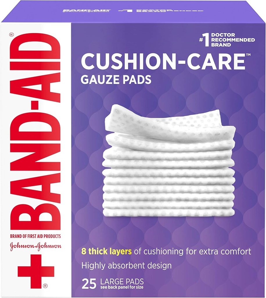 Johnson & Johnson Band-Aid von First Aid Products Cushion-Care Gauze Pads, 4 X 4 Zoll, 25 Count (Pack von 12)