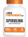 BulkSupplements.com Spirulina Kapseln - Green Superfood Supplement, Spirulina Supplement - Vegan, 6 Kapseln pro Servierung, 180 Zähler (Pack von 1)