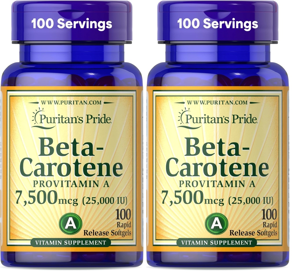 Puritan's Pride Beta Caroten für Immun- und Augengesundheit zur Unterstützung eines gesunden Immunsystems 100 Softgels (Pack von 2)
