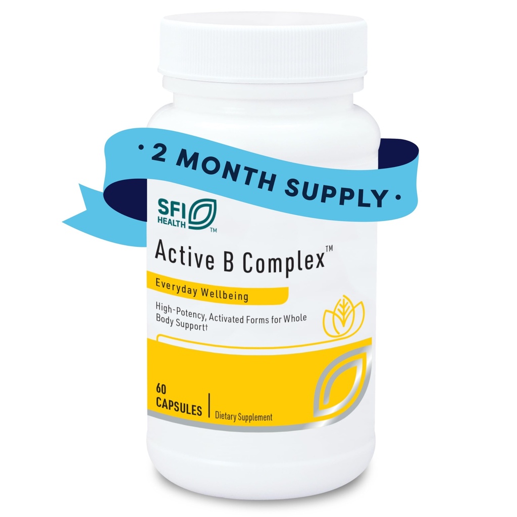 Klaire Labs Complexe SFI Health Active B - Complexe de vitamine B méthylée avec folate de méthyle, B12, B6 et plus - Soutenir l'énergie saine, le cerveau, le foie et la fonction nerveuse (60 capsules)