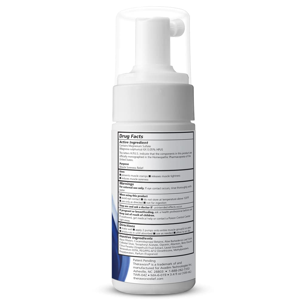 THERAWORX Relief Fast-Acting Foam für Leg & Fuß Kramps und Muskel Soreness, 3.4oz Reisegröße
