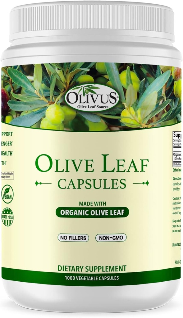 Olivenöl Blatt Kapseln Bulk 1000 Ct - 550 mg Pflanzliche Kapseln - reines Bio-Olivenblatt-Pulver mit keinen Füllstoffen - Immununterstützung Antioxidans Ergänzung