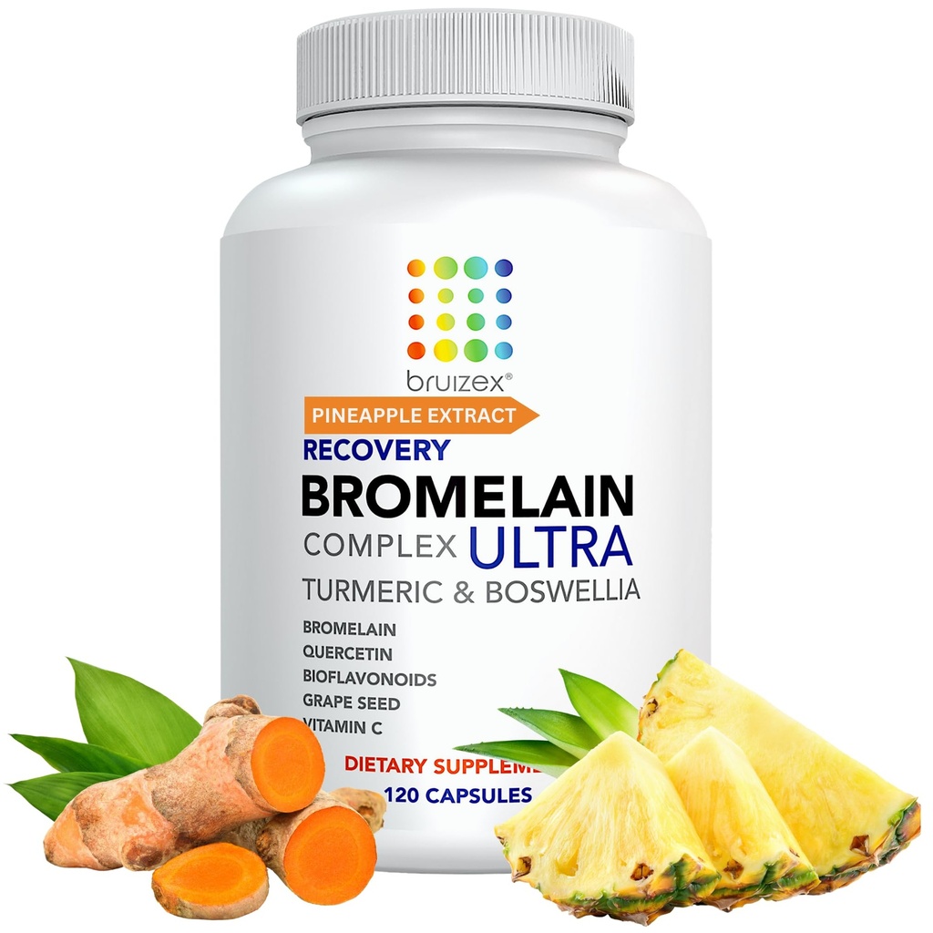 Bruizex Ultra Bromelain et Quercetin Bruising Relief Supplement, 120 Capsules de Bruized Skin, Trauma Recovery and Swelling Surgery Supplements Contient Bromelain, Quercetin, Turmeric et Boswellia
