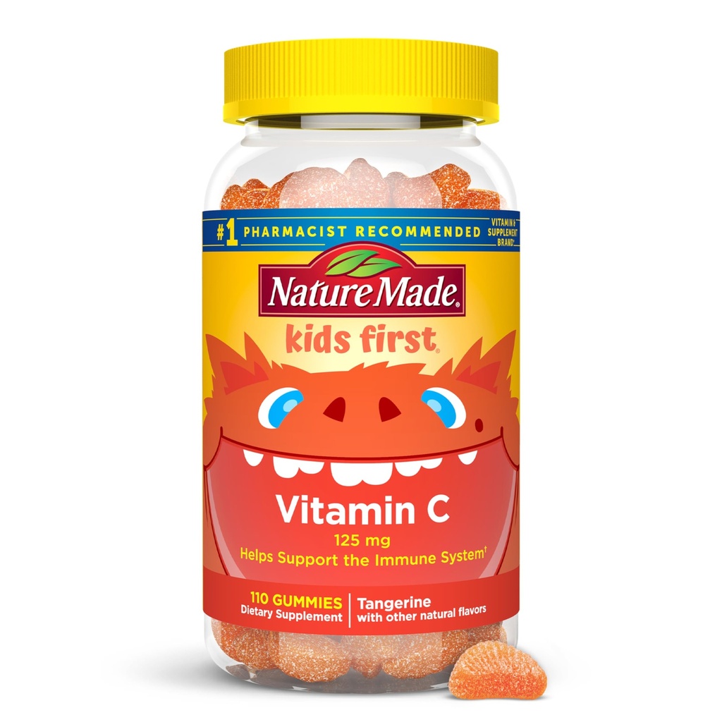 Nature fait enfants première vitamine C Gummies pour les enfants, complément alimentaire pour le soutien immunitaire, 110 Gummies, 110 jours d'approvisionnement